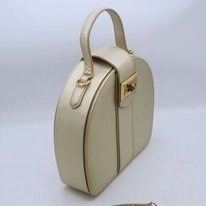Snob Essentials Vintage Round Treasure Crossbody Gold Handbag